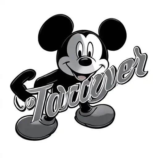 mickey mouse holding the names tattoo design idea