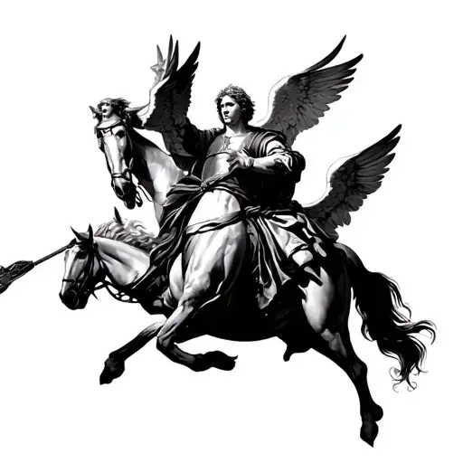 saint George with angels flying tattoo design idea