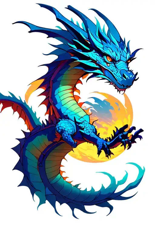 dragon flying gaming cyberpunk tattoo design idea