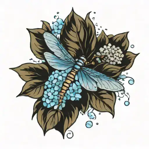 dragonfly blue hydrangeas water splash tattoo tattoo design idea