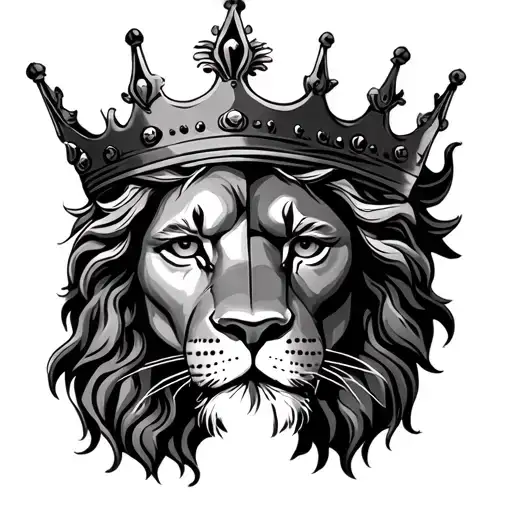 half lion half Jesus face wearing crown tattoo design idea