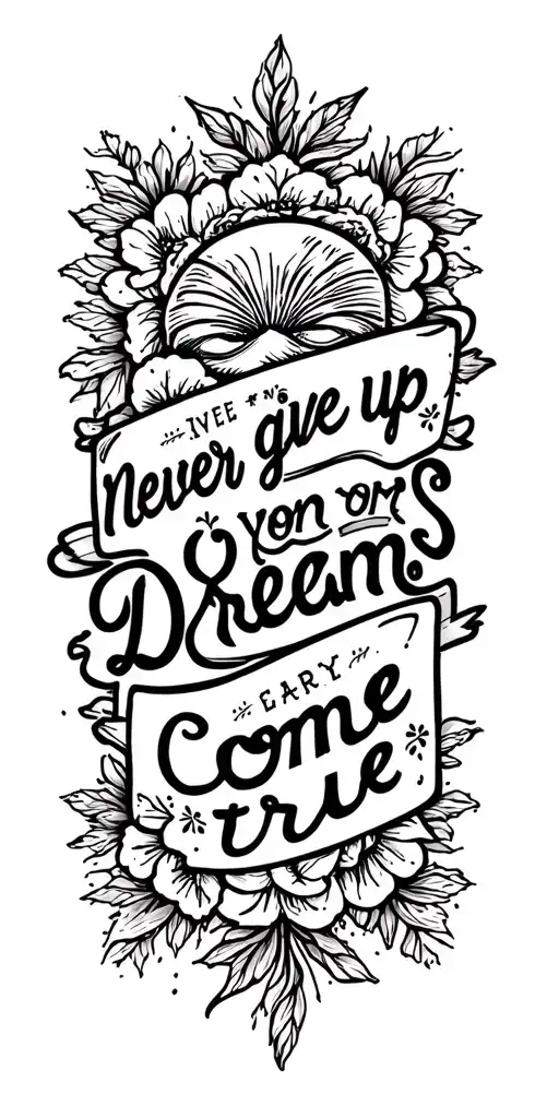 never give up on your dreams come true tattoo design idea
