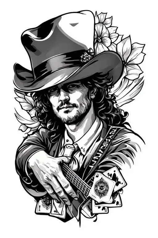 Design me an arm tattoo inspired by the song the gambler by Kenny Rodger’s with the lyrics every hands a winner. tattoo design idea