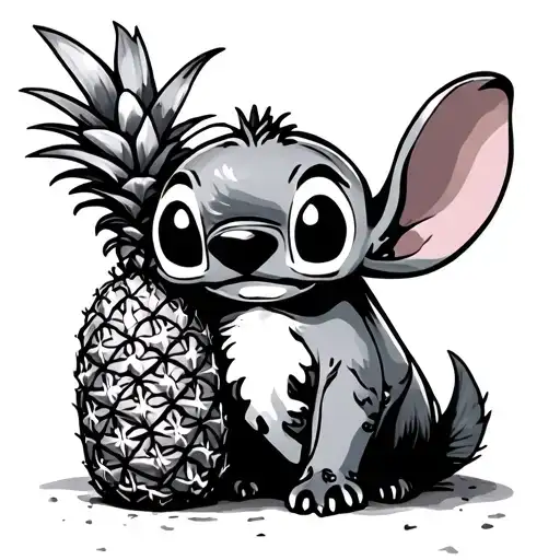 Ohana stich with pineapple beach tattoo design idea