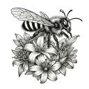 bee's, daisy lily tattoo design idea