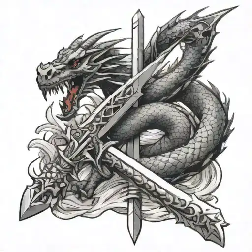 dragon sword tattoo design idea