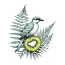 fern and kiwi bird tattoo design idea