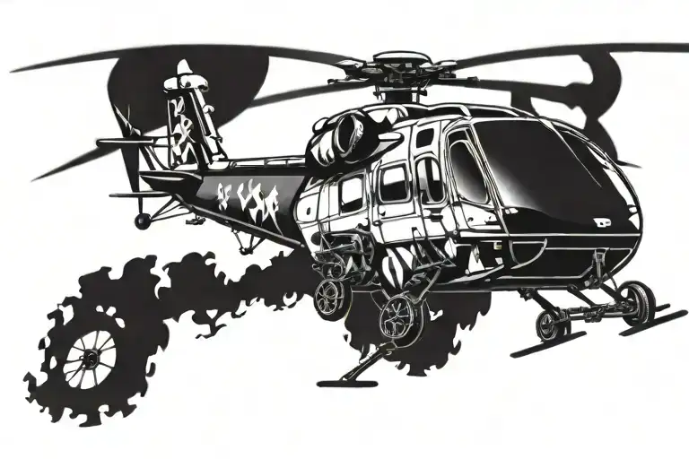 chopper helicopter flying tattoo design idea