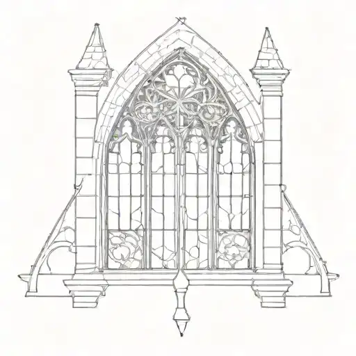 gothic church window fineline tattoo design idea