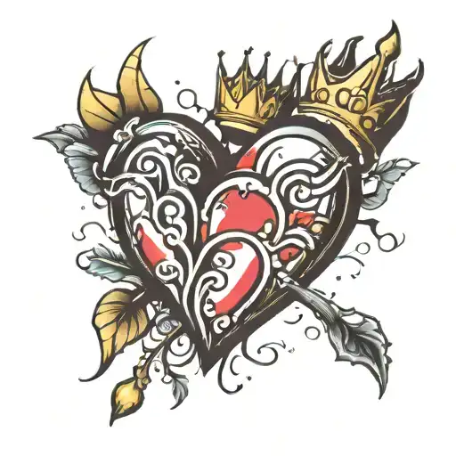 broken heart with crown tattoo design idea