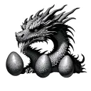 dragon with 3 eggs  tattoo design idea