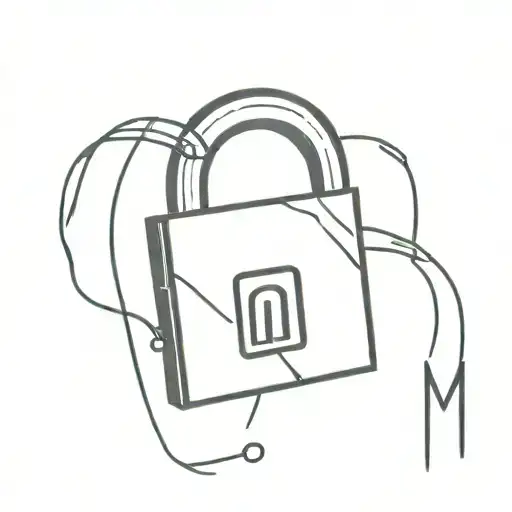 Padlock with letter M inside tattoo design idea