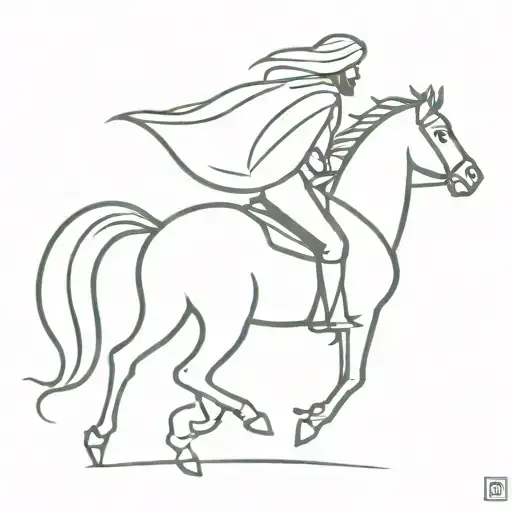 arabian knight on horse galloping profile tattoo design idea