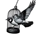 Bird Flying Out Of Cage tattoo design idea