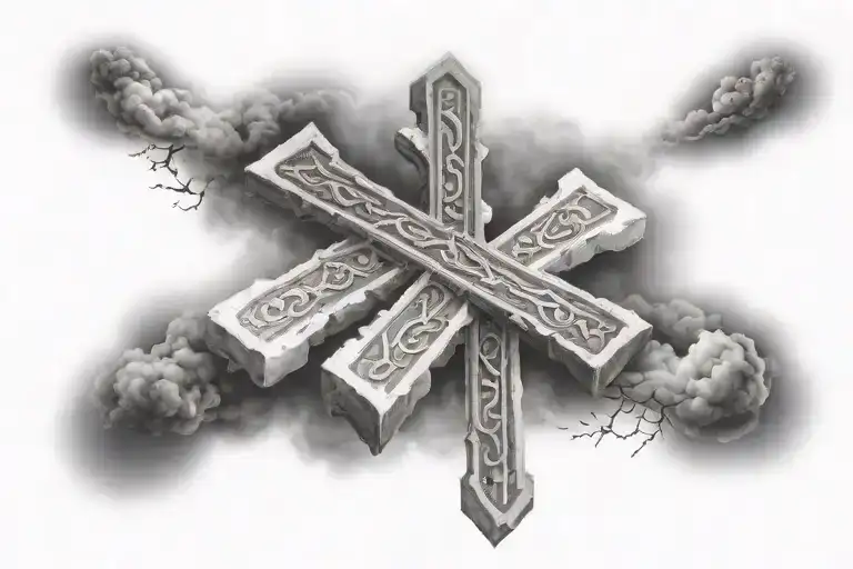 Three crosses surrounded by clouds surrounding tattoo design idea