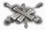 Three crosses surrounded by clouds surrounding tattoo design idea