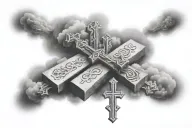 Three crosses surrounded by clouds surrounding tattoo design idea