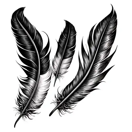3 feather names of my children above the name of my husband tattoo design idea