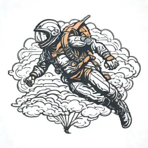 skydiver descending tattoo design idea