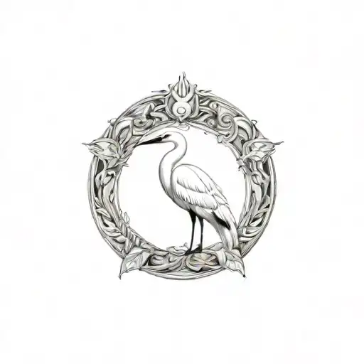 Coverup egret tattoo design idea