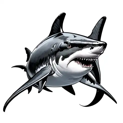 mako shark swimming tattoo design idea