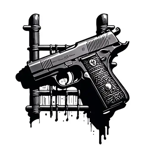 Incorporate prison bars and a gun into a blackwork design tattoo design idea