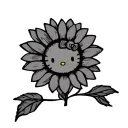 Hello Kitty sunflower arm sleeve tattoo design idea