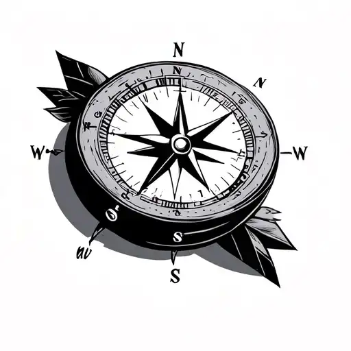  Compass clock arrow globe  minimalist tattoo design idea