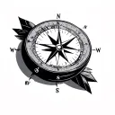  Compass clock arrow globe  minimalist tattoo design idea