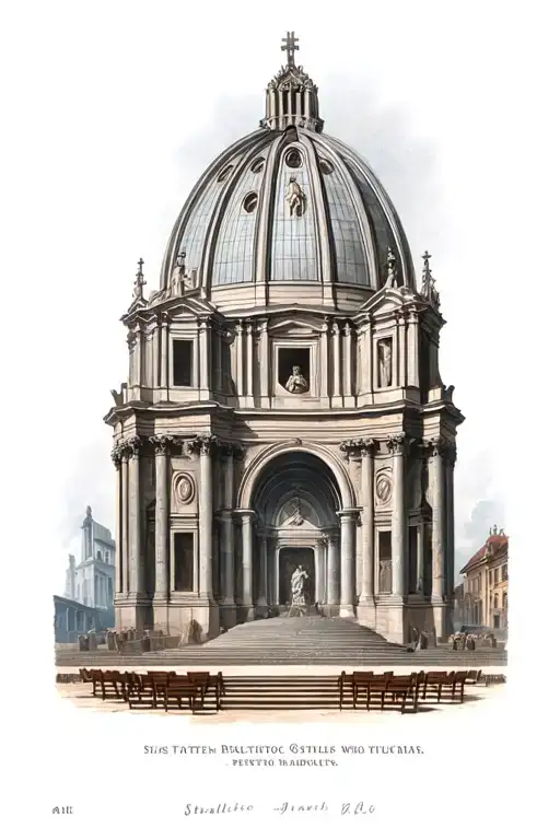 Inside of a catholic church similar to st peter basilica for the background of a sleeve tattoo.  tattoo design idea