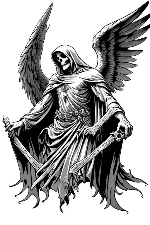 angels grim reaper tattoo design idea