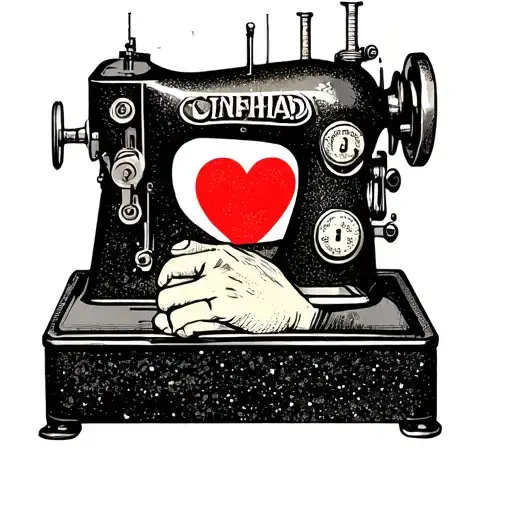 hand inside sewing machine  tattoo design idea