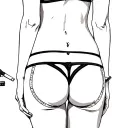 a women from the back in panties with a cigarette and a Glock  tattoo design idea