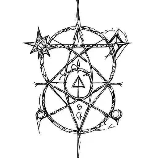 witchcraft symbols tattoo design idea