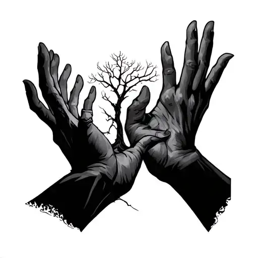 Poison Tree and two hands reaching for each other, a wrist tatto tattoo design idea