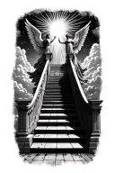 stairway to heaven walking up stairs angels sun rays clouds heaven gate at the top of the stairs  tattoo design idea