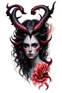 beautiful demon lady head tattoo design idea