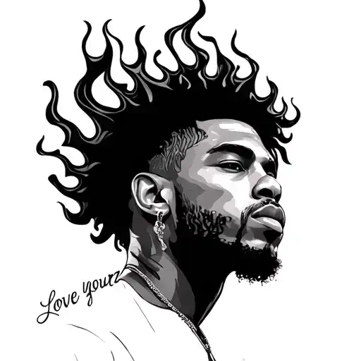 Flames with love yourz j cole tattoo design idea