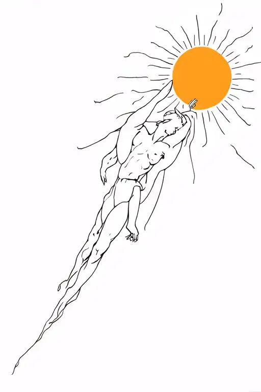 icarus falling from sun tattoo design idea