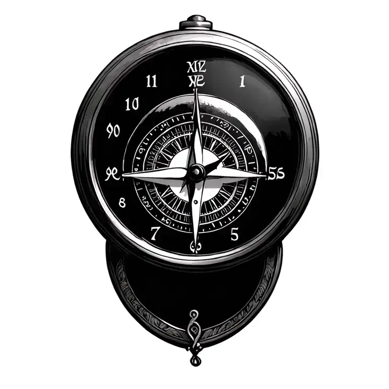 half pocket watch half compass tattoo design idea