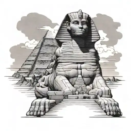 pharoah guarding the great sphinx of giza pyramids tattoo design idea
