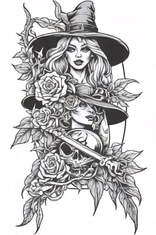 witchy style tattoo tattoo design idea