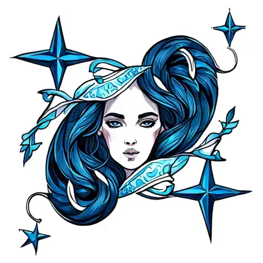 aries and libra stars, nautical tattoo design idea
