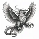 eagle attacks snake tattoo design idea
