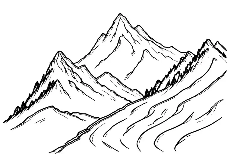 motorcycle on a twisty mountain road tattoo design idea