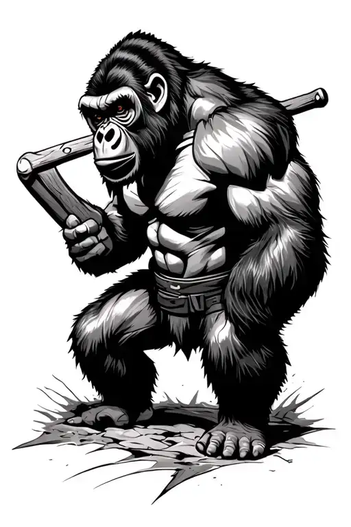 Gorilla as ninja warrior tattoo design idea