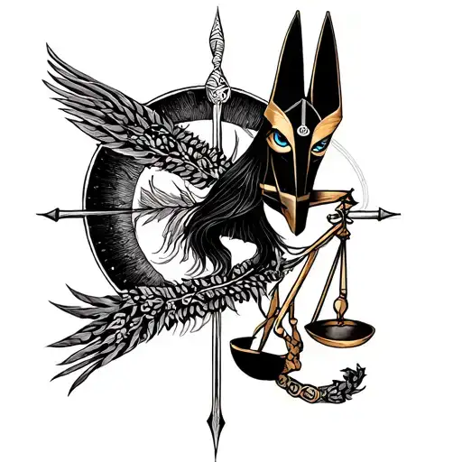 "On the forearm" Anubis and Libra tattoo design idea