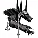 "On the forearm" Anubis and Libra tattoo design idea