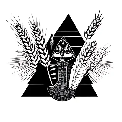 Egyptian aknh and piramid and wheat and plantain tattoo design idea