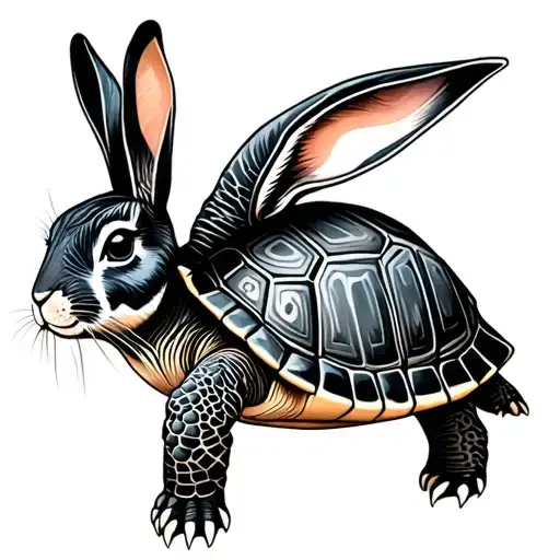 Turtle And Rabbit tattoo design idea